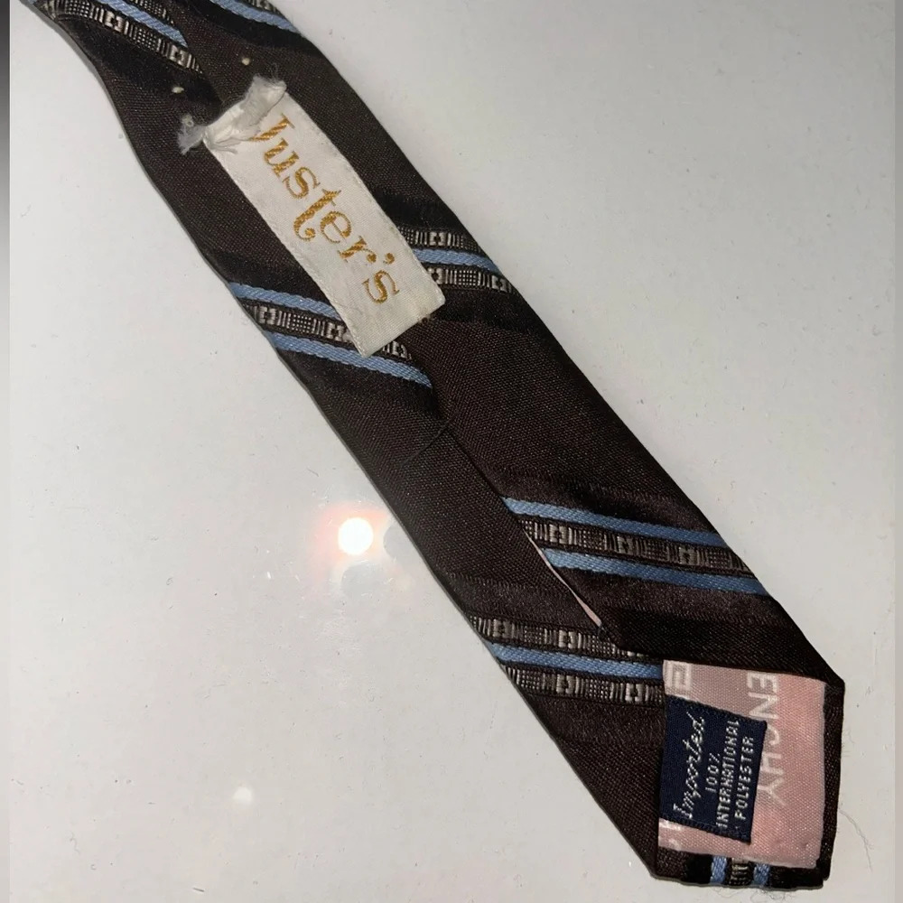 Givenchy Brown and Blue Striped Neck Tie - Picture 8 of 8
